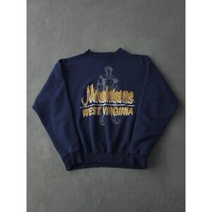 Vintage 90s West Virginia Moutaineers Blue Crewneck Sweatshirt NCAA XL USA Made